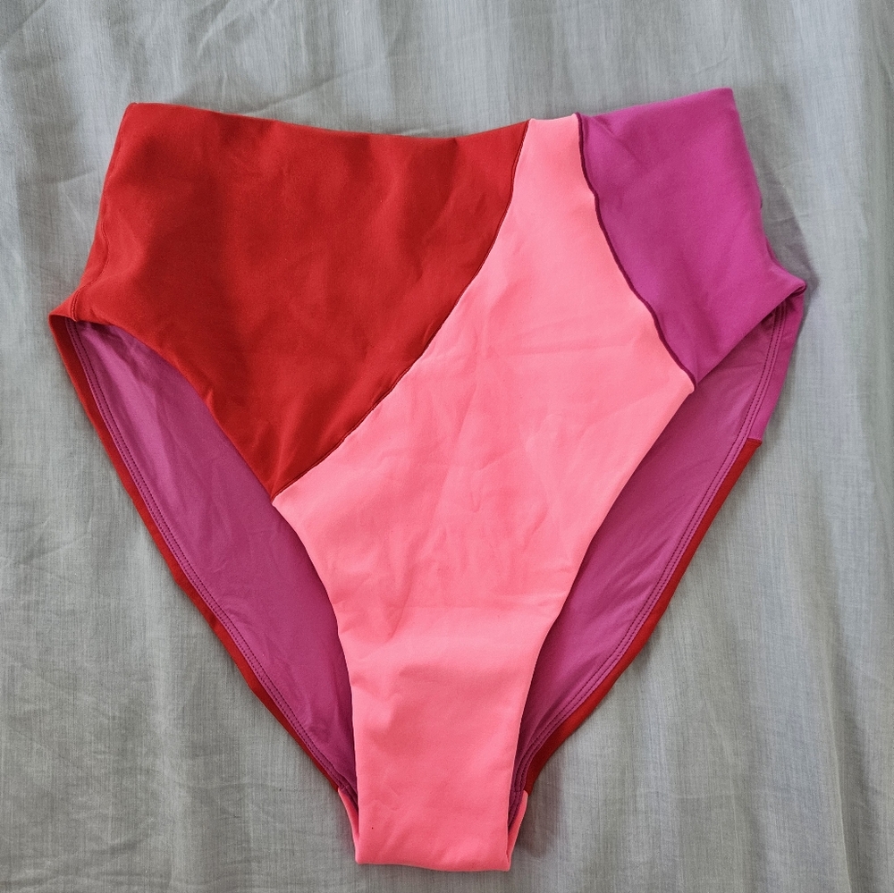 NWT Left On Friday Colorblock High-Waisted Bikini Bottom